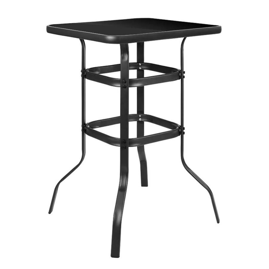 RIO Τραπέζι Bar, Μέταλλο Βαφή Ανθρακί, Γυαλί Μαύρο Ε-00024861 Ε2711