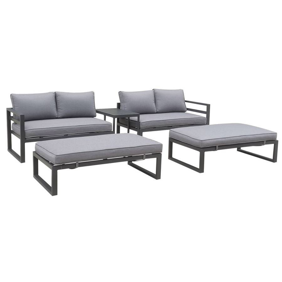 ORBEA Set Καθιστικό Κήπου ALU Ανθρακί, Καναπές 4Θ+2 Πάγκοι+ Τραπέζι, Μαξιλάρι Γκρι Σκούρο Ε-00024692 Ε6840,1