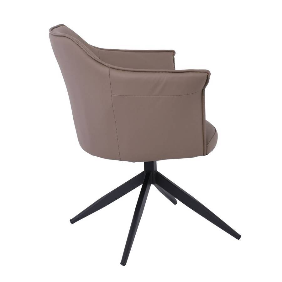 EVELYN Πολυθρόνα Περιστρεφόμενη, Μέταλλο Βαφή Μαύρο, Pu Cappuccino Ε-00025094 ΕΜ718,1