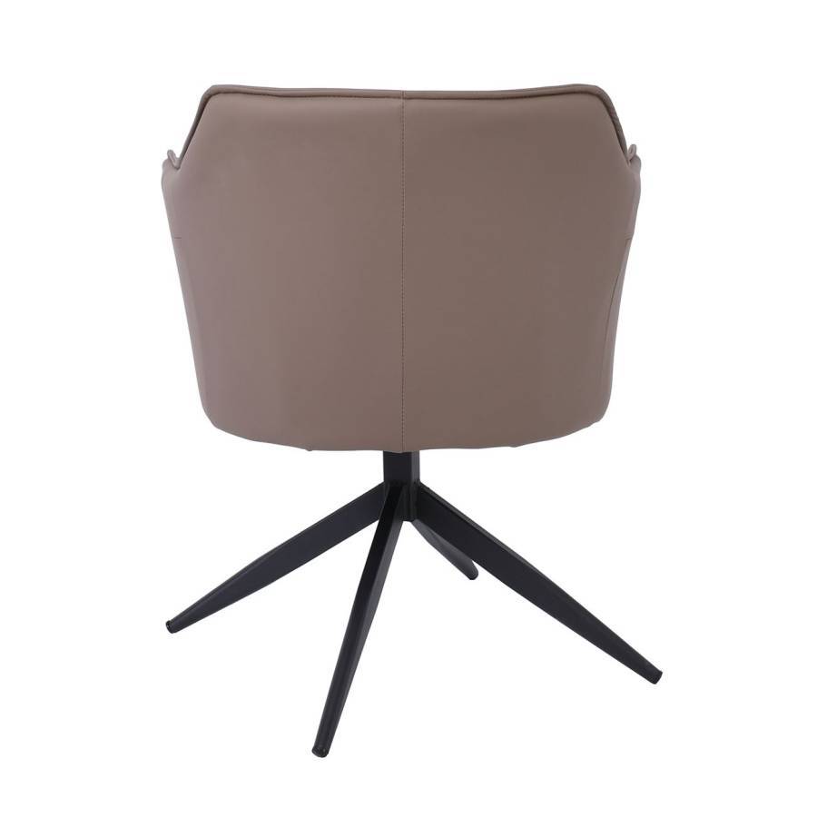 EVELYN Πολυθρόνα Περιστρεφόμενη, Μέταλλο Βαφή Μαύρο, Pu Cappuccino Ε-00025094 ΕΜ718,1