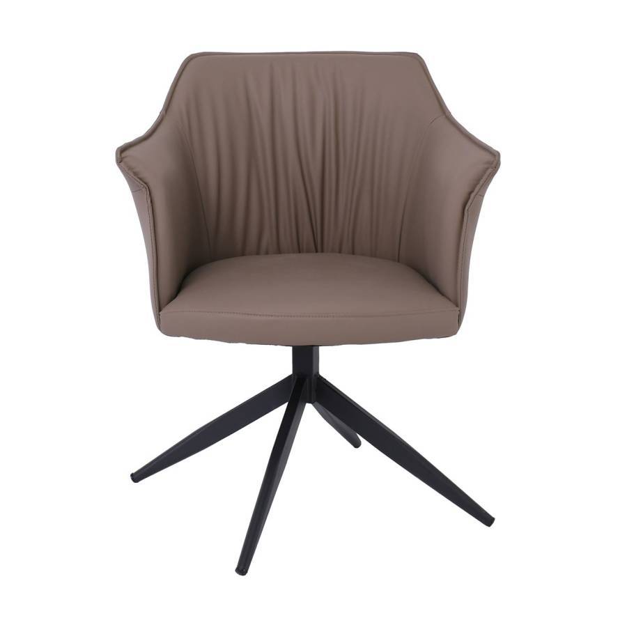 EVELYN Πολυθρόνα Περιστρεφόμενη, Μέταλλο Βαφή Μαύρο, Pu Cappuccino Ε-00025094 ΕΜ718,1