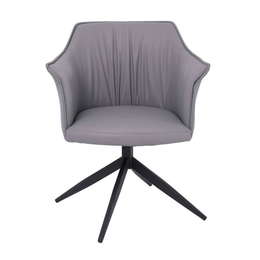 EVELYN Πολυθρόνα Περιστρεφόμενη, Μέταλλο Βαφή Μαύρο, Pu Σκούρο Γκρι Ε-00025095 ΕΜ718,2