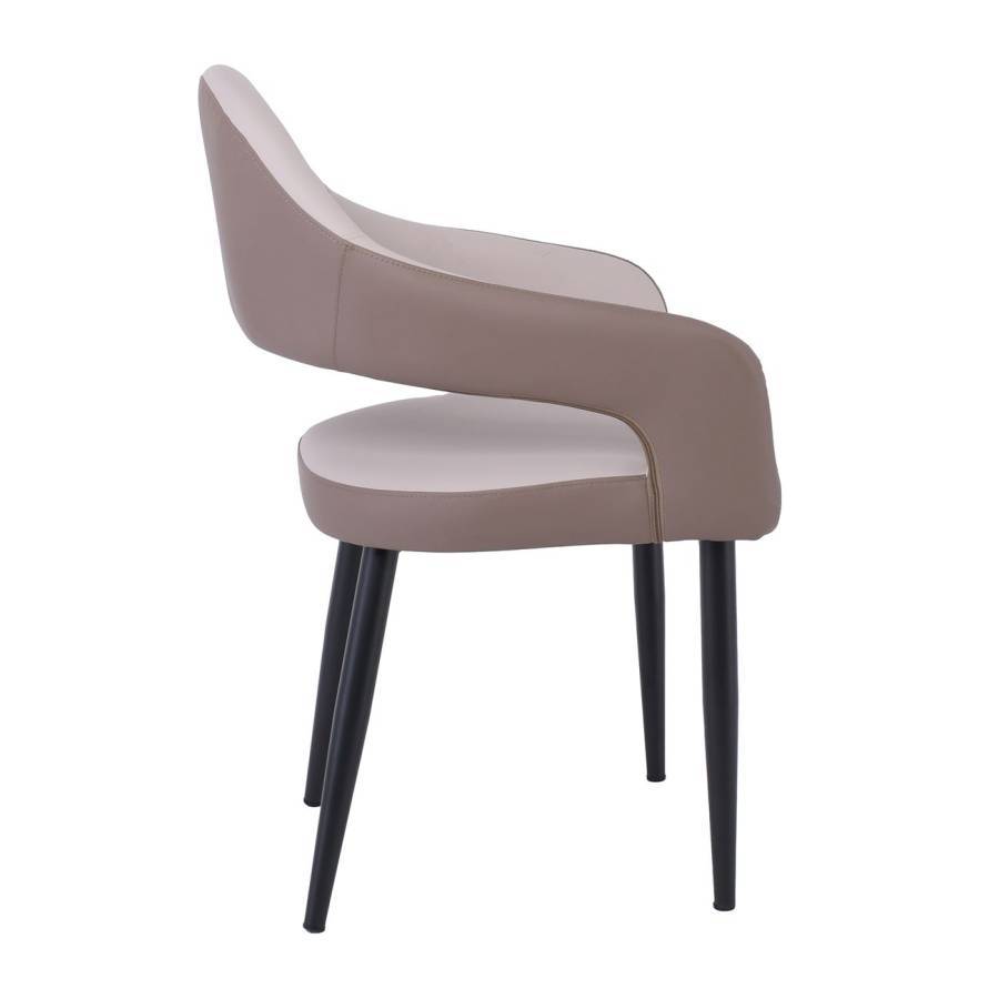 MODUS Πολυθρόνα Μέταλλο Βαφή Μαύρο, Pu Ανοιχτό-Σκούρο Cappuccino Ε-00025189 ΕΜ176,3