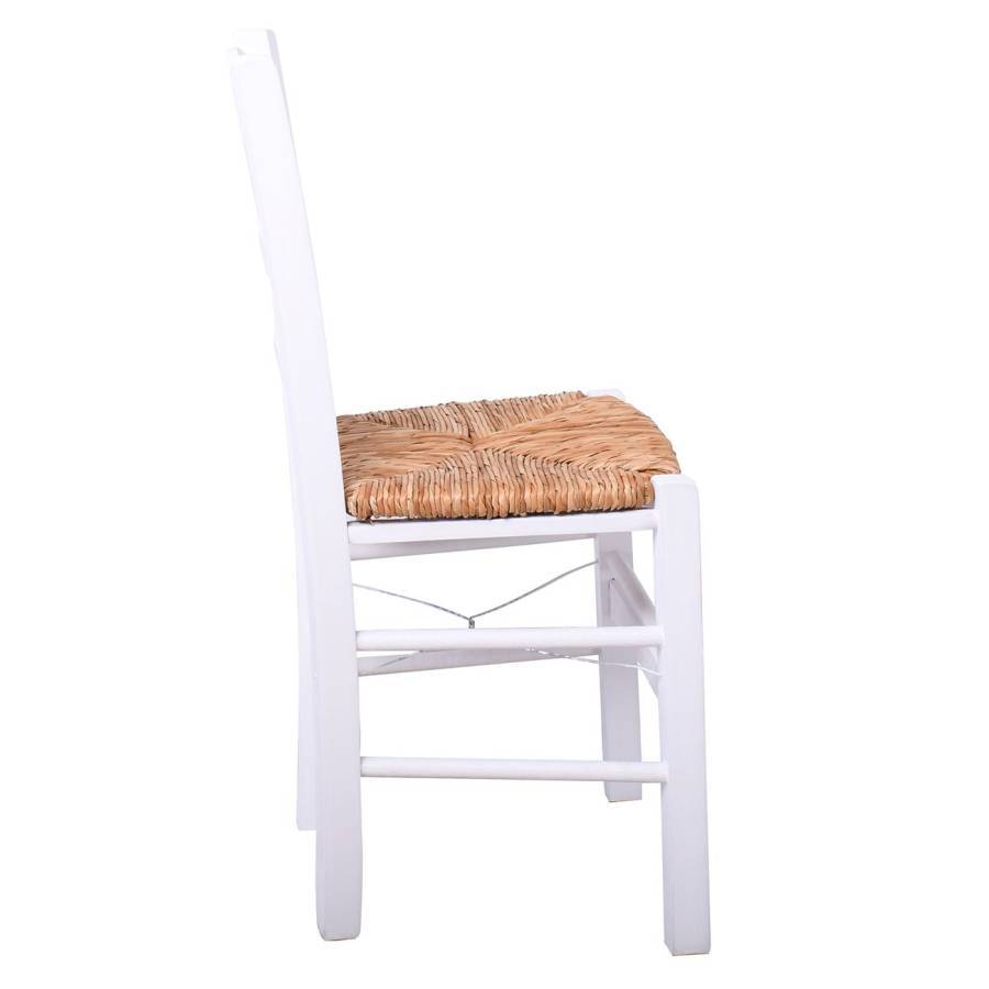 ΣΙΦΝΟΣ Καρέκλα Οξιά Βαφή Εμποτισμού Λάκα Άσπρο, Κάθισμα Ψάθα Ρ-00006098 Ρ969,Ε8