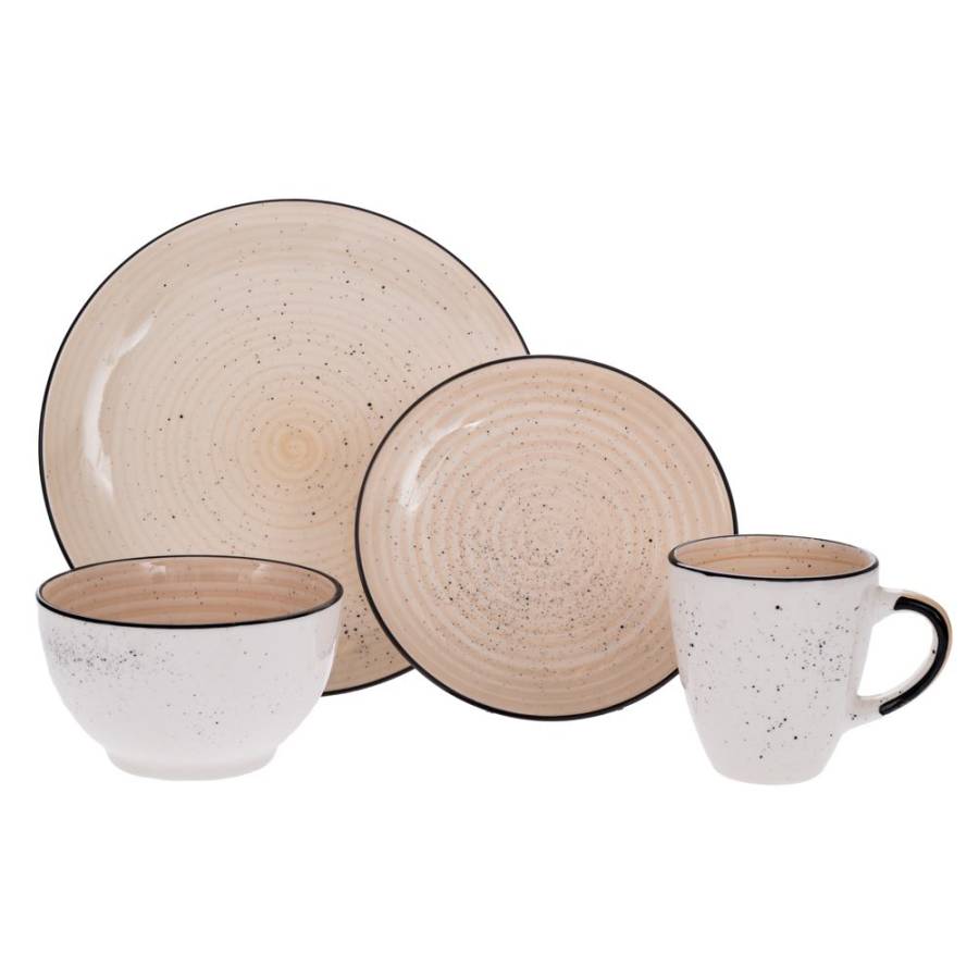 ΣΕΤ 16 ΚΡΕΜ ΚΕΡΑΜΙΚΟ ΣΕΡΒΙΤΣΙΟ ΜΕ ΜΑΥΡΟ ΓΕΙΣΟ STONEWARE