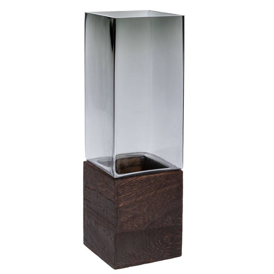 ΓΚΡΙ ΓΥΑΛΙΝΟ ΒΑΖΟ ΣΕ ΞΥΛΙΝΗ ΒΑΣΗ 10Χ30ΕΚ