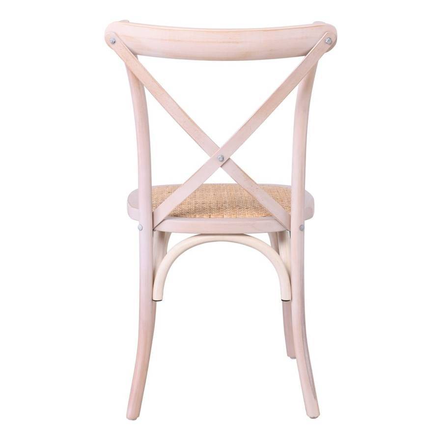 DESTINY Καρέκλα Τραπεζαρίας Οξιά Απόχρωση Decape Άσπρο, Κάθισμα Ψάθα, Στοιβαζόμενη Ε-00024504 Ε7020,4