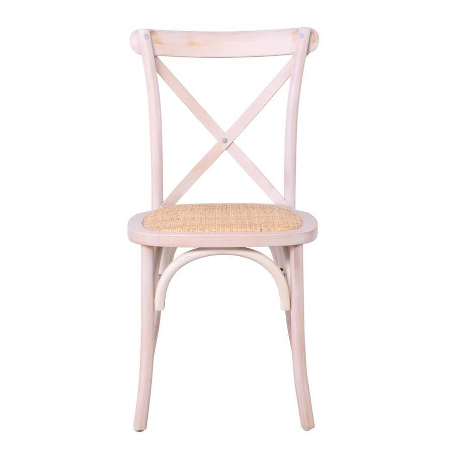 DESTINY Καρέκλα Τραπεζαρίας Οξιά Απόχρωση Decape Άσπρο, Κάθισμα Ψάθα, Στοιβαζόμενη Ε-00024504 Ε7020,4