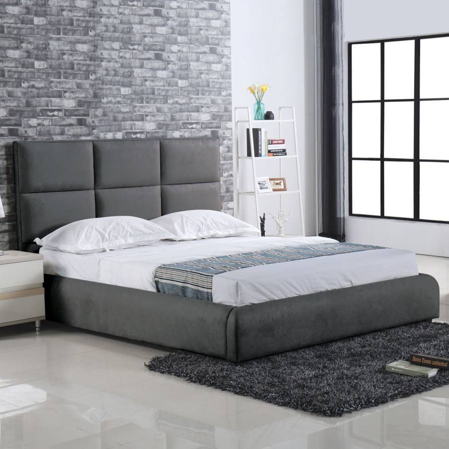 MAXIM Κρεβάτι Διπλό, για Στρώμα 160x200cm, Ύφασμα Σκούρο Γκρι Ε-00020709 Ε8080,3