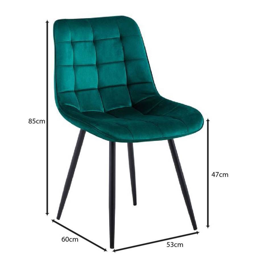 MYRIAM-R Καρέκλα Τραπεζαρίας, Μέταλλο Βαφή Μαύρο, Ύφασμα Velure Απόχρωση Forest Green Ε-00025077 ΕΜ7913,3R