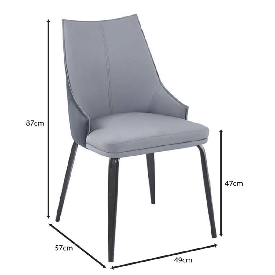 NORA Καρέκλα Τραπεζαρίας- Κουζίνας, Μέταλλο Βαφή Μαύρο, Pu Ανοιχτό-Σκούρο Γκρι Ε-00025177 ΕΜ174,2