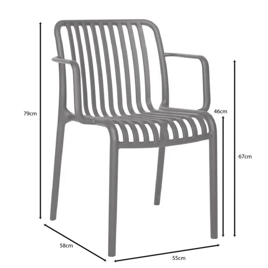 MODA-W Πολυθρόνα Στοιβαζόμενη, PP - UV Protection Απόχρωση Γκρι Ε-00025279 Ε3800,2W