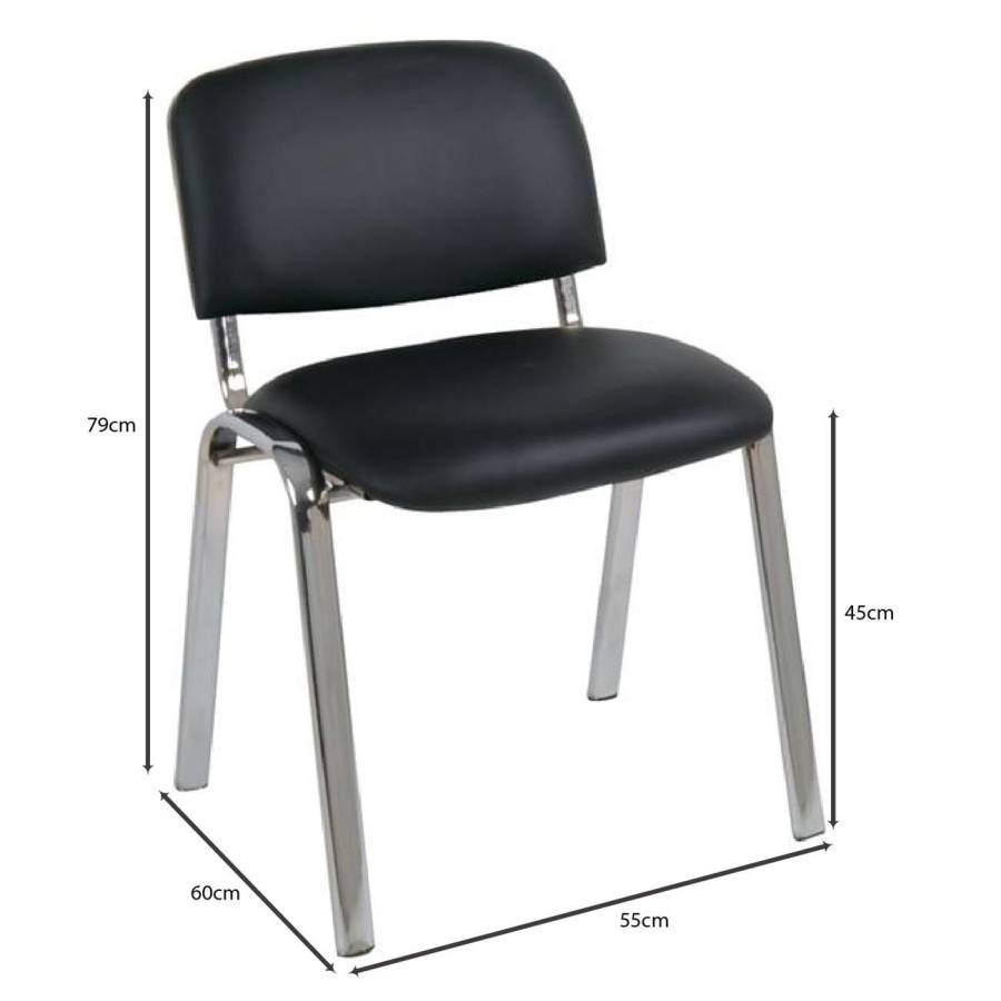 SIGMA Καρέκλα Στοιβαζόμενη Γραφείου Επισκέπτη, Χρώμιο, PVC Μαύρο Ε-00024117 ΕΟ550,11W