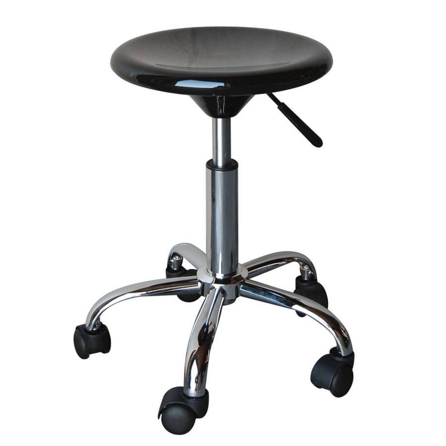 GLORY Σκαμπό, Βάση Χρώμιο, ABS Μαύρο, Ρυθμιζόμενο Ύψος, Περιστρεφόμενο, Τροχήλατο Ε-00006563 ΕΜ408