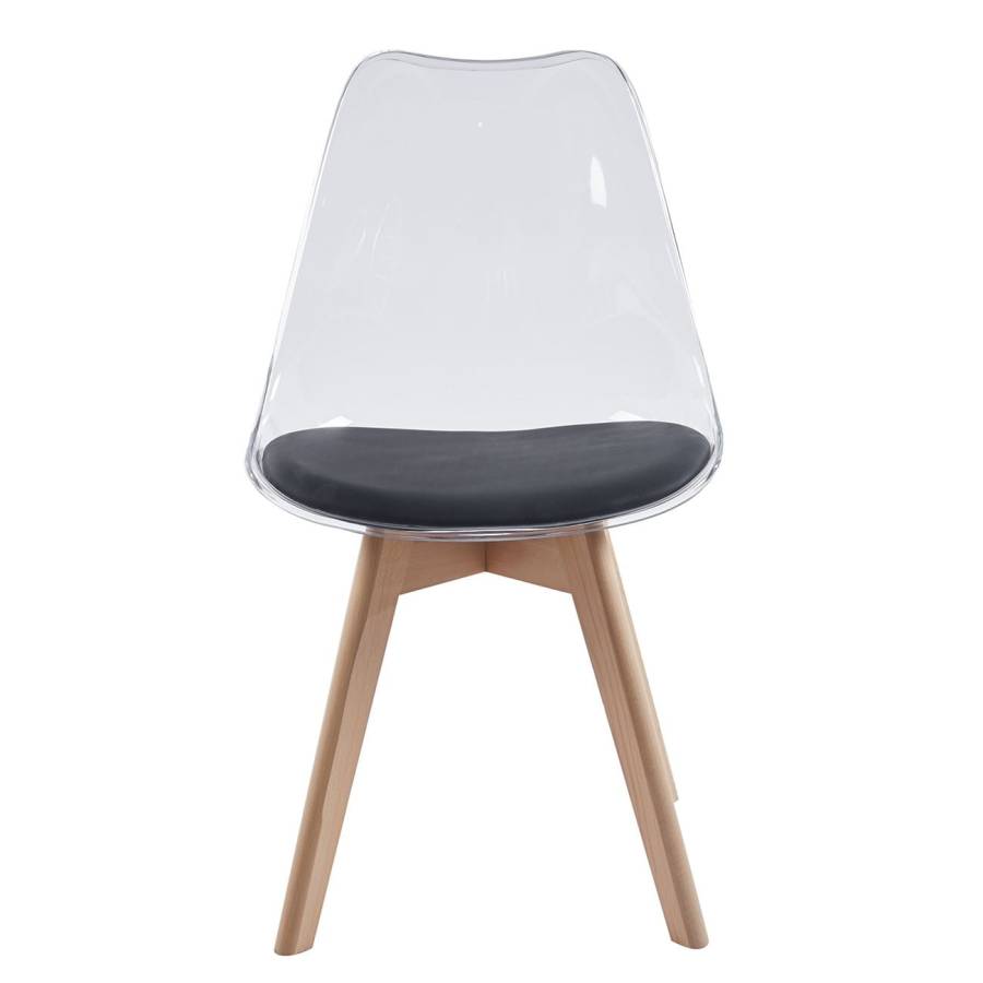 MARTIN Καρέκλα Ξύλο, PET Clear, PU Μαύρο, Μονταρισμένη Ταπετσαρία Ε-00025445 ΕΜ136,241