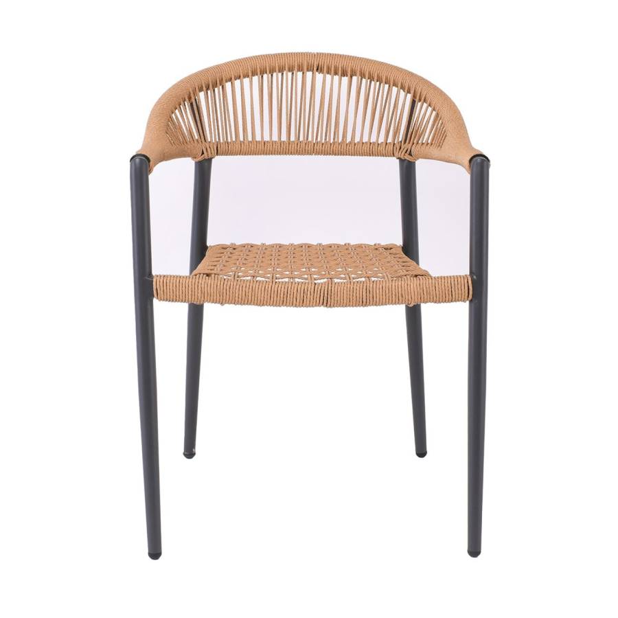 MADISON Πολυθρόνα Βεράντας- Κήπου, ALU Ανθρακί, Rope Wicker Φυσικό, Στοιβαζόμενη Ε-00026075 Ε6724,1