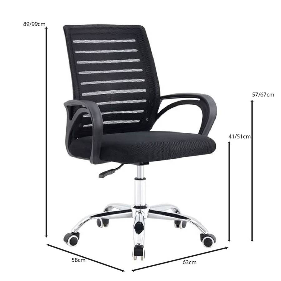 BF2140 Πολυθρόνα Γραφείου Μέταλλο Χρώμιο, Mesh Μαύρο Ε-00026535 ΕΟ257,1