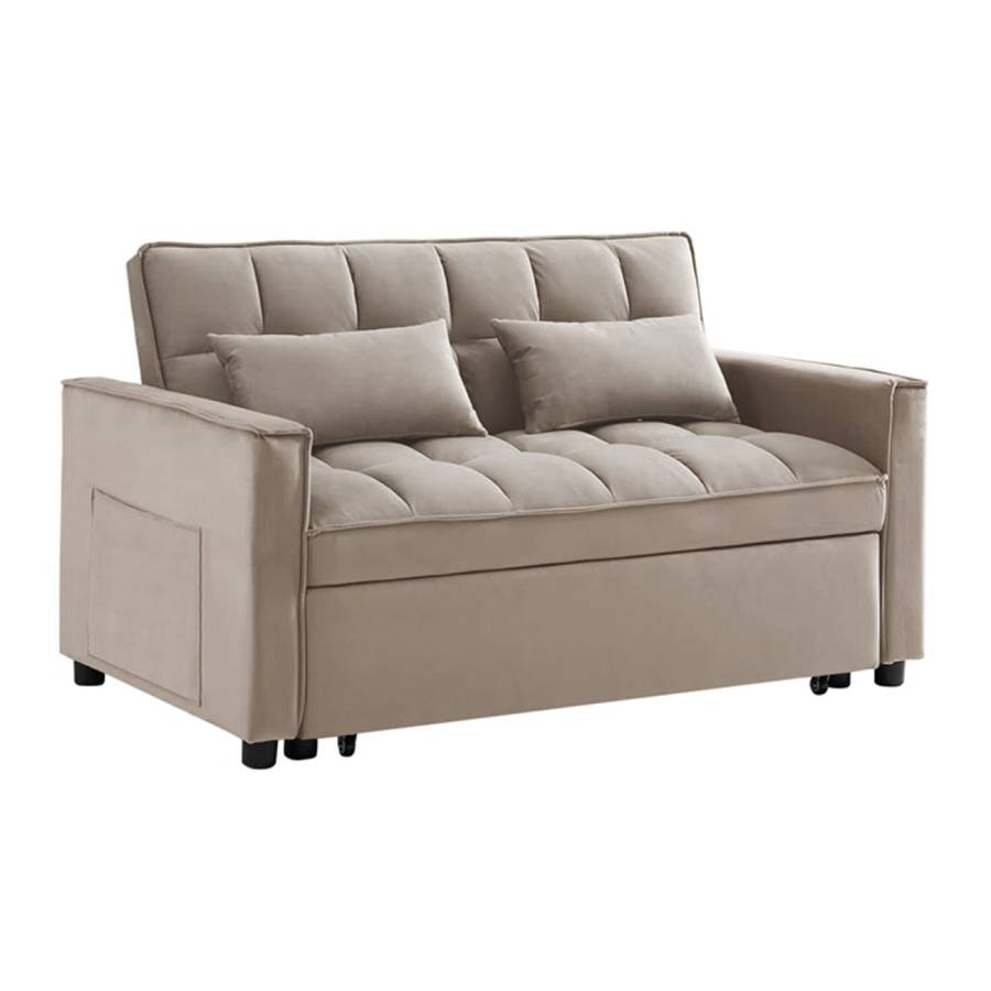 TEMPO Καναπές - Κρεβάτι, Με ανάκλιση πλάτης, Ύφασμα Velure Μπεζ Ε-00026604 Ε998,5