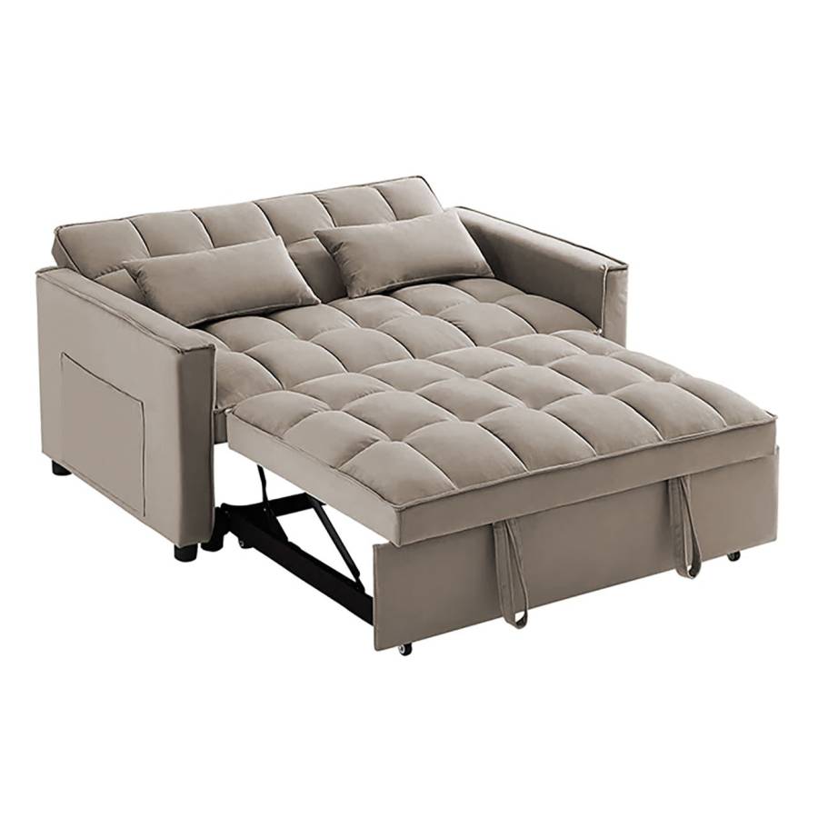 TEMPO Καναπές - Κρεβάτι, Με ανάκλιση πλάτης, Ύφασμα Velure Μπεζ Ε-00026604 Ε998,5