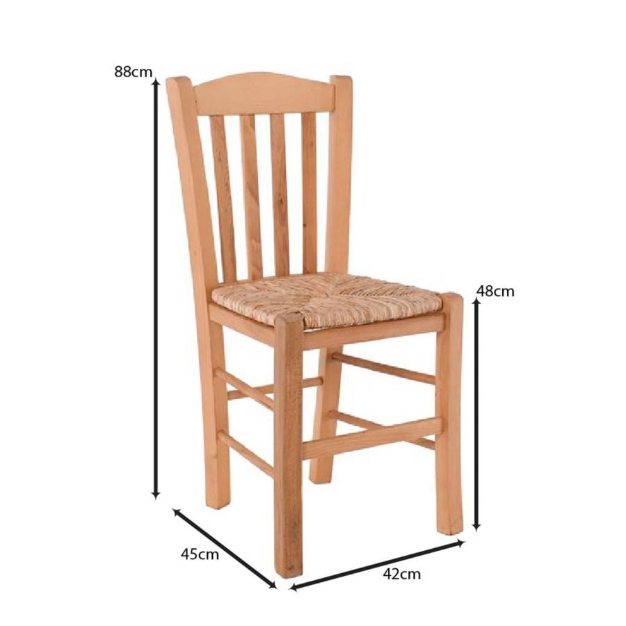 CASA Καρέκλα Οξιά Βαφή Εμποτισμού Φυσικό, Κάθισμα Ψάθα Ρ-00026684 Ρ966,Ε1