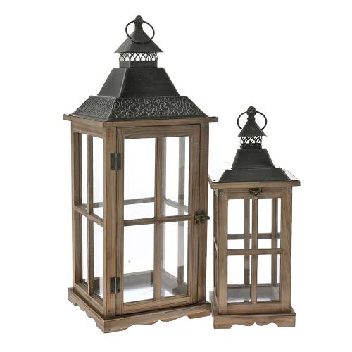 ΦΑΝΑΡΙ ΞΥΛΙΝΟ ΚΑΦΕ ΣΕΤ 2 25X25X67 17X17X47 ΕΚ ΜΕ ΜΑΥΡΗ ΜΕΤΑΛΛΙΚΗ ΟΡΟΦΗ