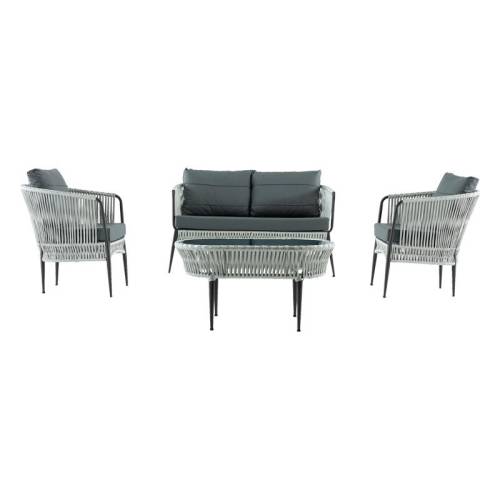 ΣΕΤ ΣΑΛΟΝΙ ΕΞΟΧΗΣ ΑΛΟΥΜΙΝΙΟΥ 4 ΤΜΧ Fylliana Lines ΣΚΟΥΡΟ ΓΚΡΙ-ΑΝΘΡΑΚΙ ΜΕ 2ΘΕΣΙΟ ΚΑΝΑΠΕ