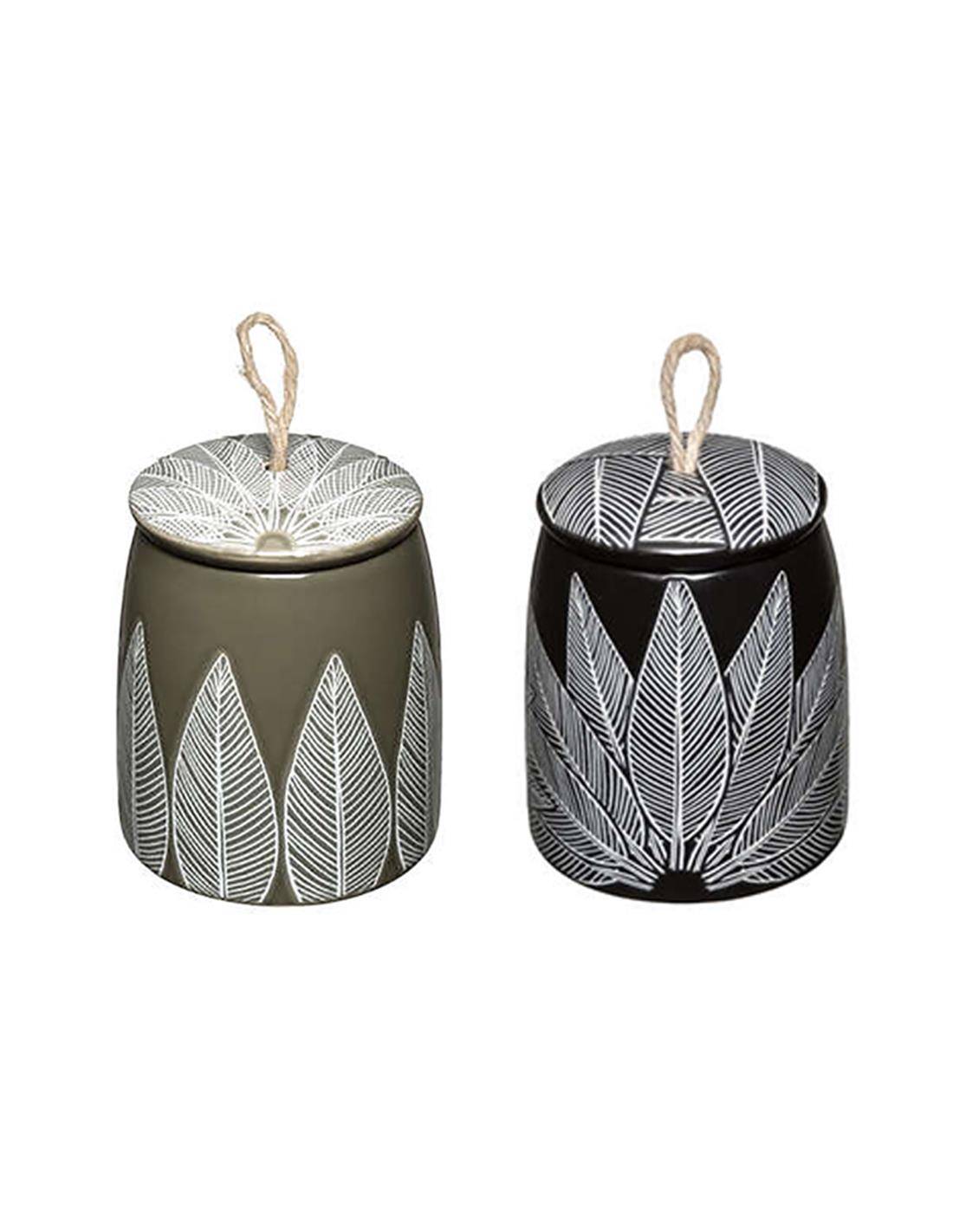 Δοχείο κεραμ.με καπάκι και κερί αρωμ. 9,2Χ11, 2σχ.