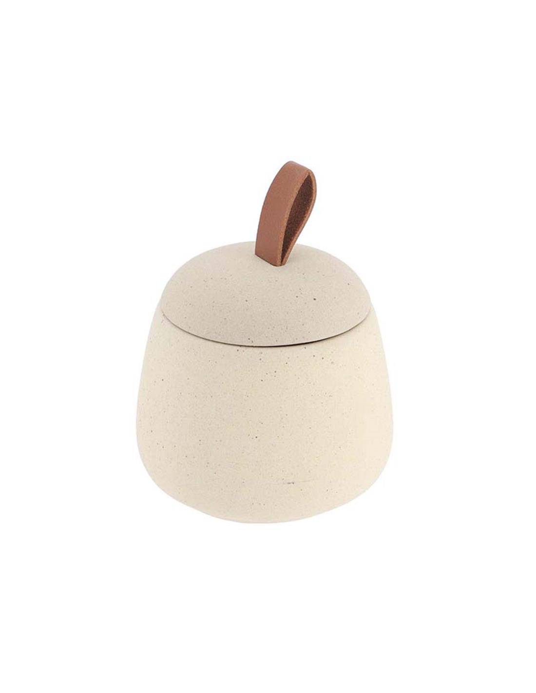 Δοχείο με καπάκι κεραμ.εκρού