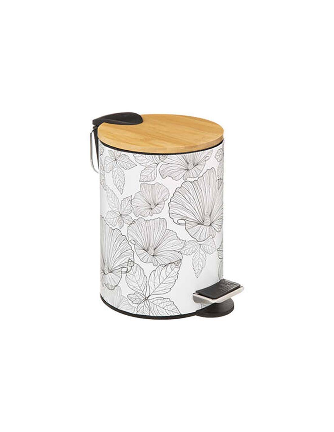 Κάδος απορ.blackflora  με καπάκι ξύλινο softclose  3Lt