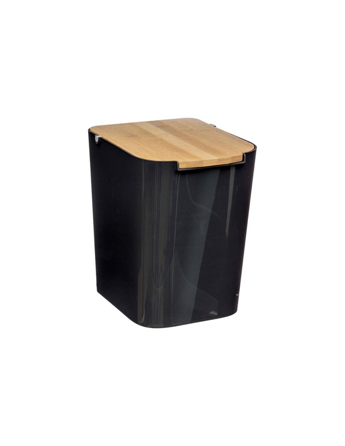Κάδος αποριμ/των 5lt μαύρο με bamboo καπάκι