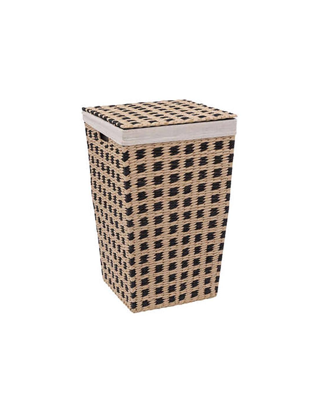 Καλάθι απλύτων ψάθινο black rush 33,5X32,5X53