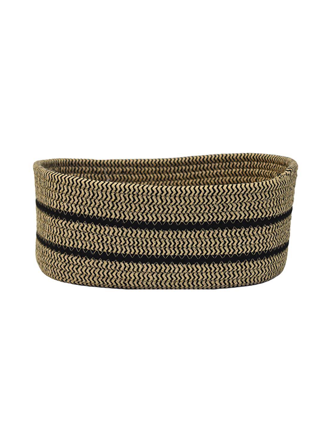 Καλάθι βαμβ.καφέ με ρίγα 29X19X12