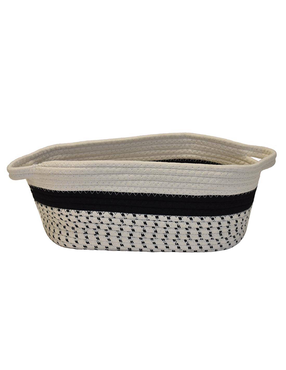 Καλάθι βαμβ.λευκό με σχ.μαύρο 32Χ22Χ14