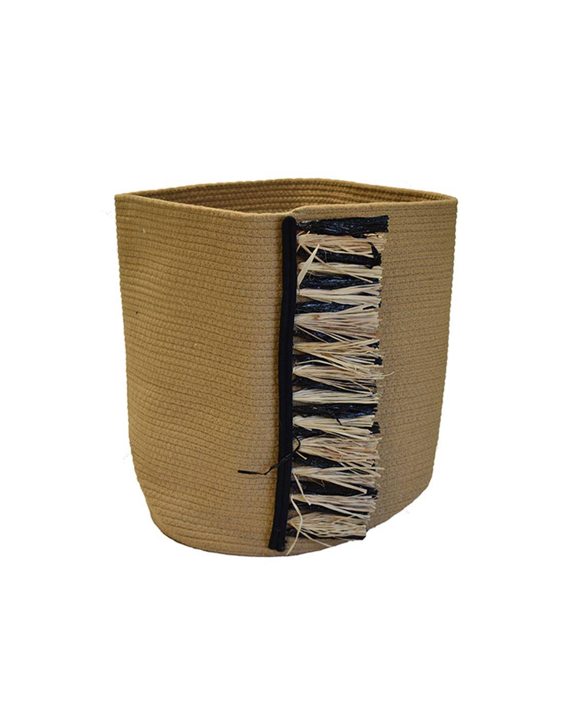 Καλάθι βαμβ.τσάντα καφέ με κρόσια 43Χ46