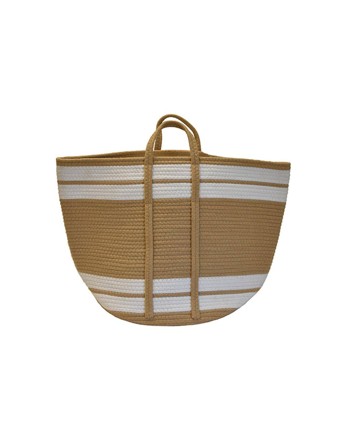 Καλάθι βαμβ.τσάντα λευκή/μπεζ με χέρια 43Χ43