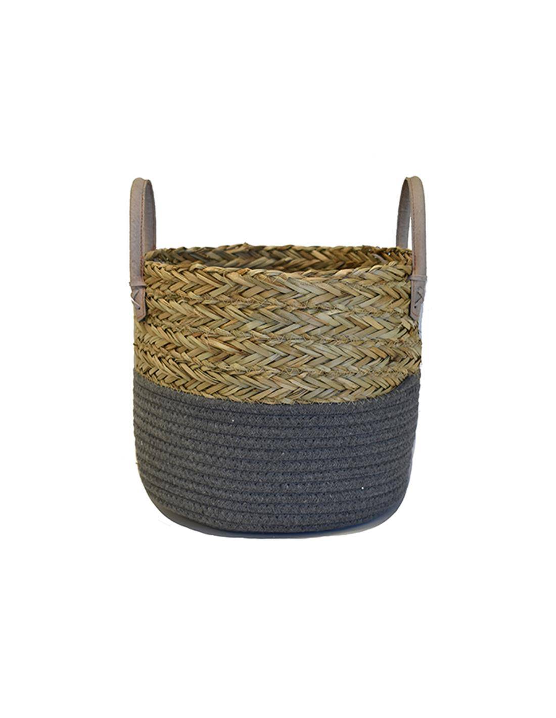 Καλάθι βαμβακ.γκρι ψάθινο Φ42Χ38