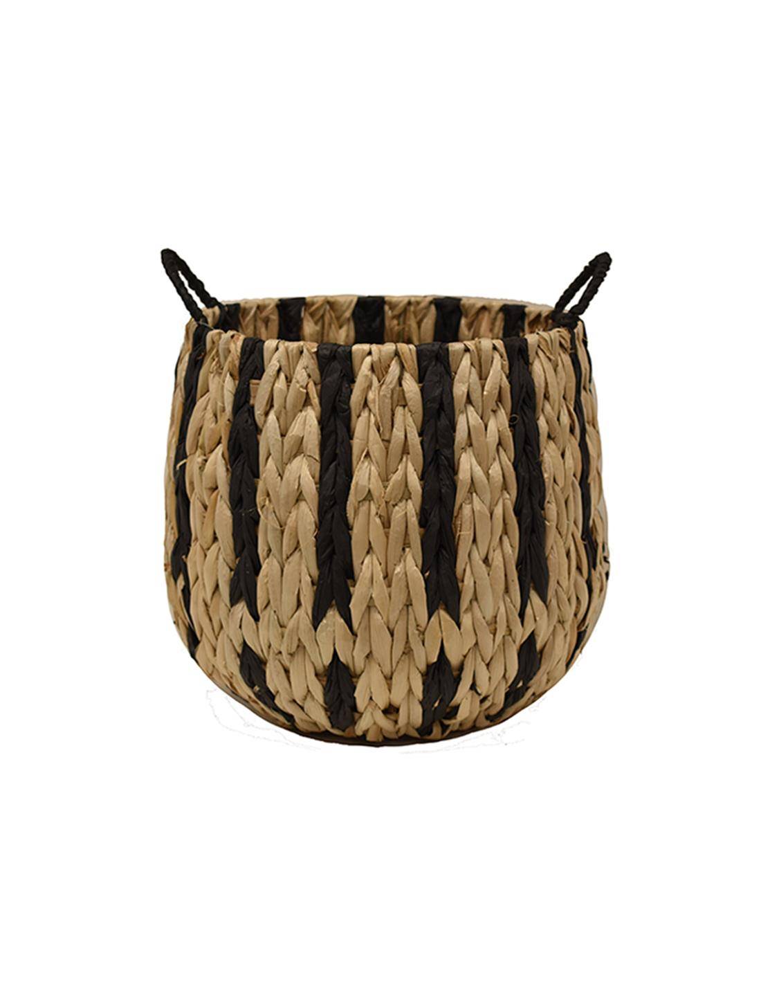 Καλάθι κασπώ ψάθινο black stripes 25X27