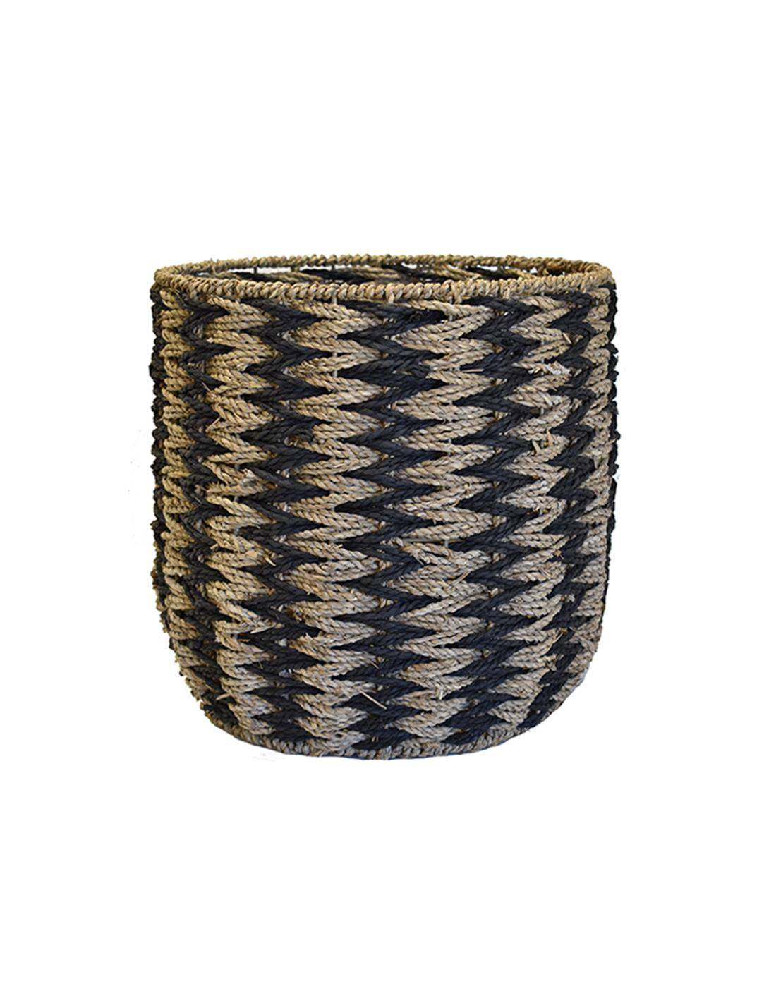 Καλάθι κασπώ ψάθινο rush μαύρο 35Χ35