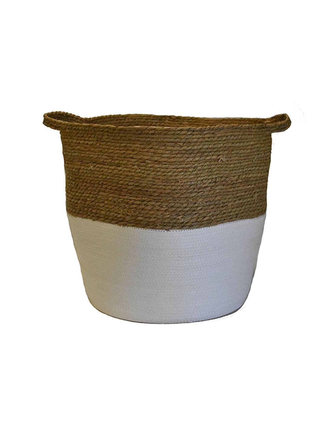 Καλάθι λευκό τελείωμα καφέ 45Χ45