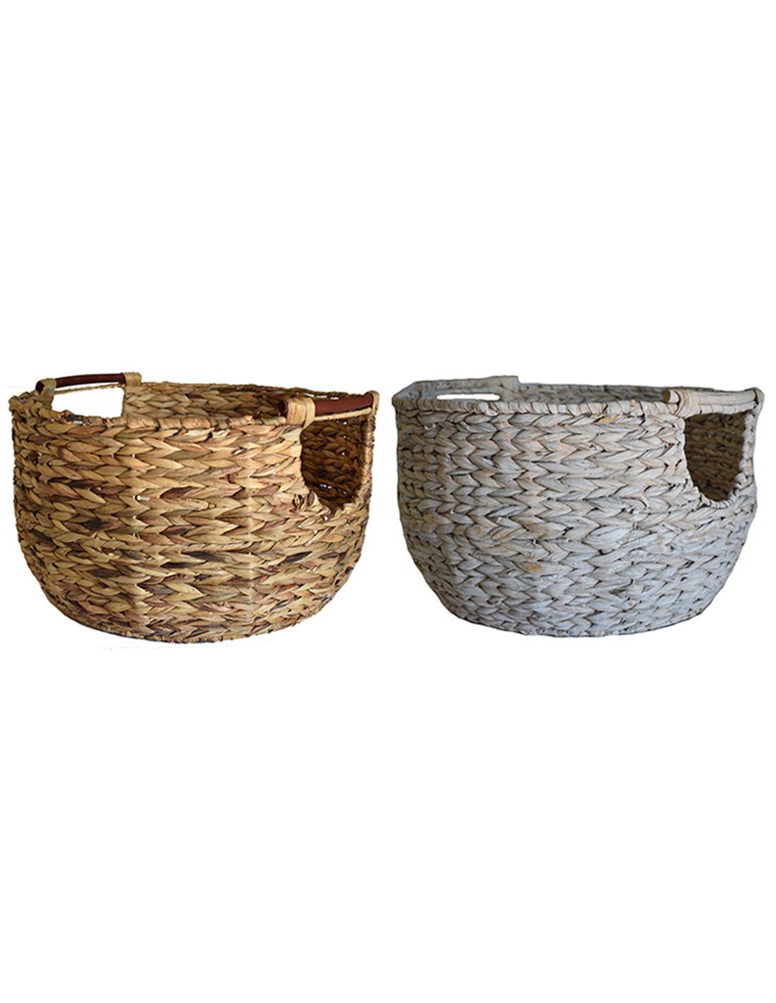 Καλάθι με χούφτες υδρουάκινθου φυσικό & λευκό χρ. Φ50Χ29