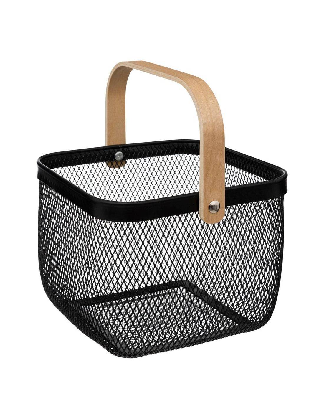Καλάθι μεταλ.μαύρο με χειρολαβή 25,7Χ25,7Χ18