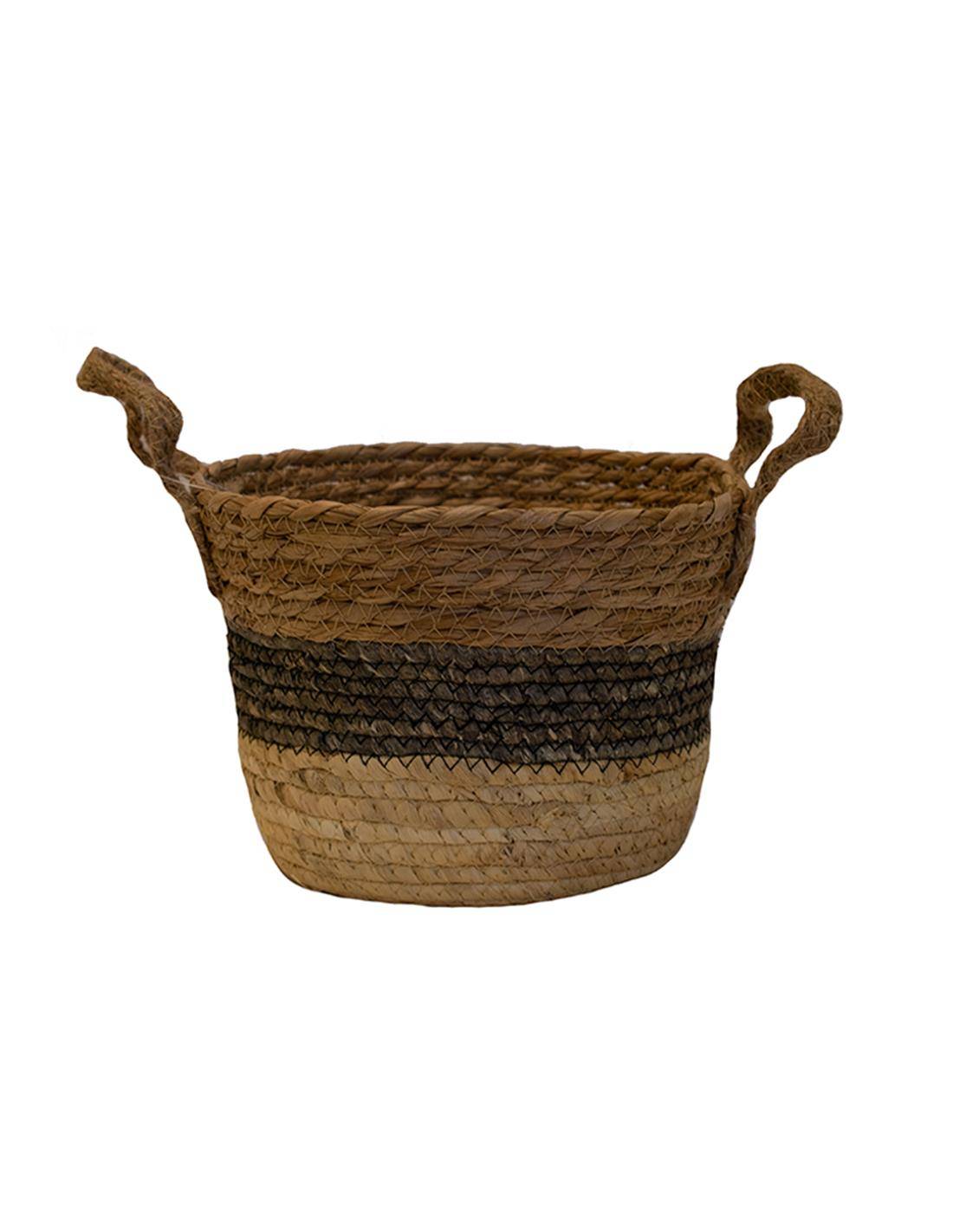 Καλάθι ψάθινο 3χρωμο Φ22Χ16