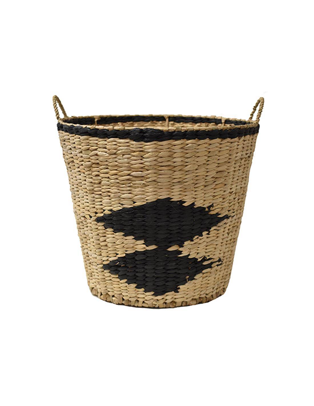 Καλάθι ψάθινο black rush Φ40Χ35