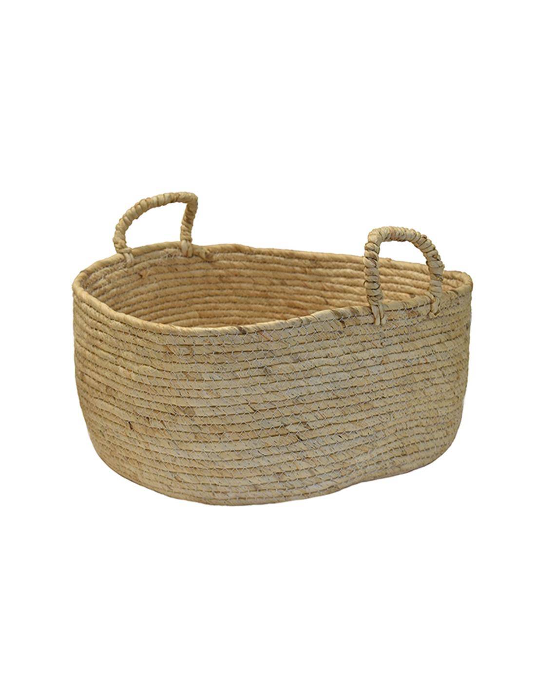Καλάθι ψάθινο εκρού Φ37Χ19