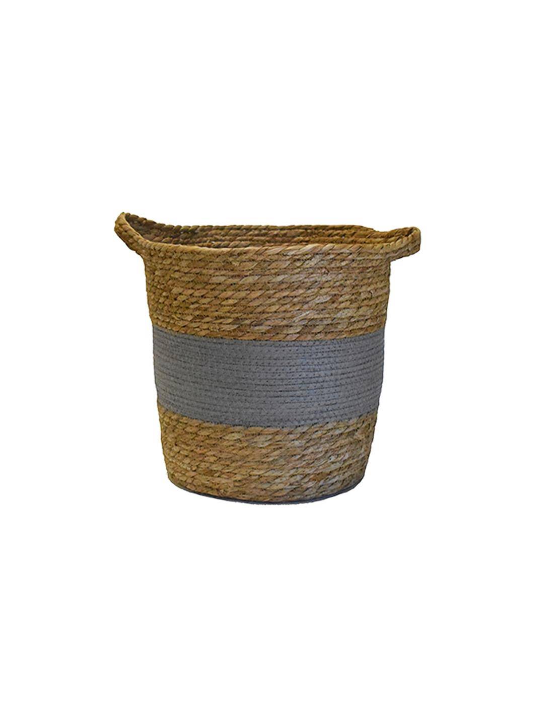 Καλάθι ψάθινο φυσικό γκρί 30Χ30