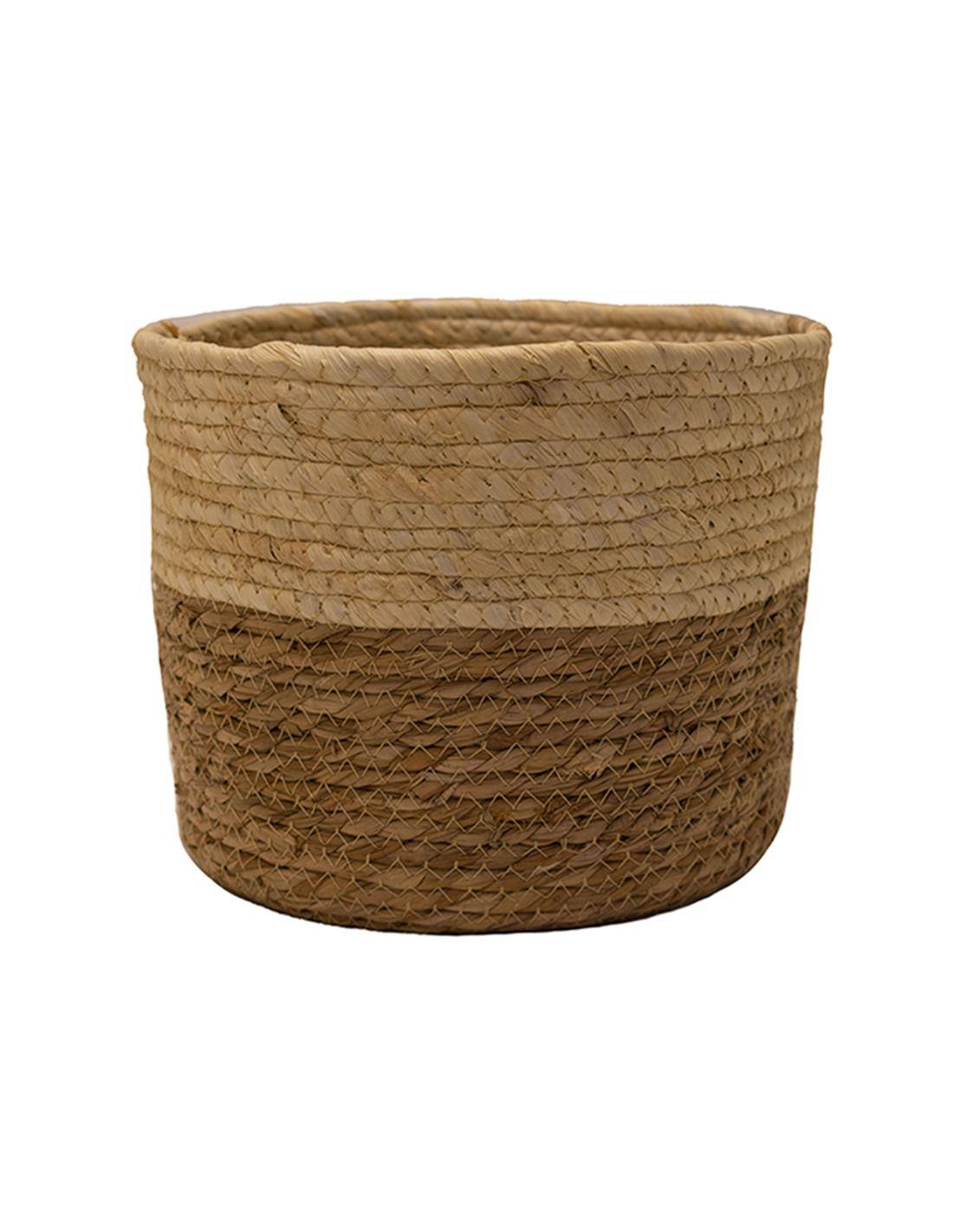 Καλάθι ψάθινο φυσικό με εκρού Φ25Χ19,5