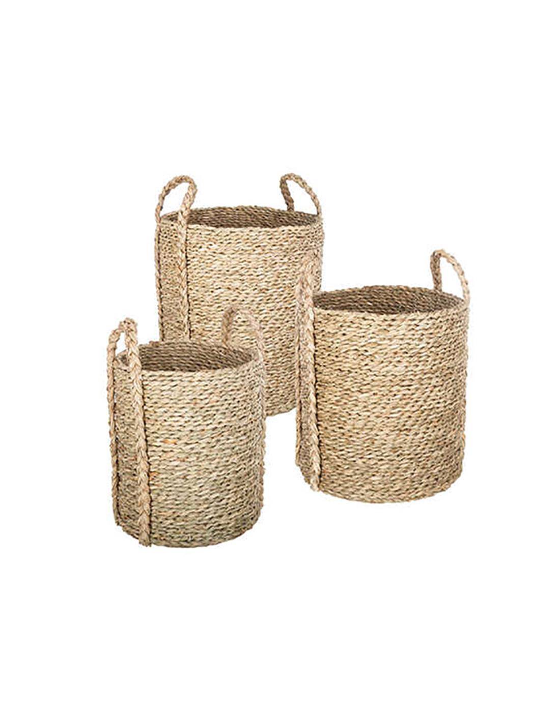 Καλάθι ψάθινο φυσικό σ/3 (23Χ25,5+29,5Χ29,5+35Χ34)