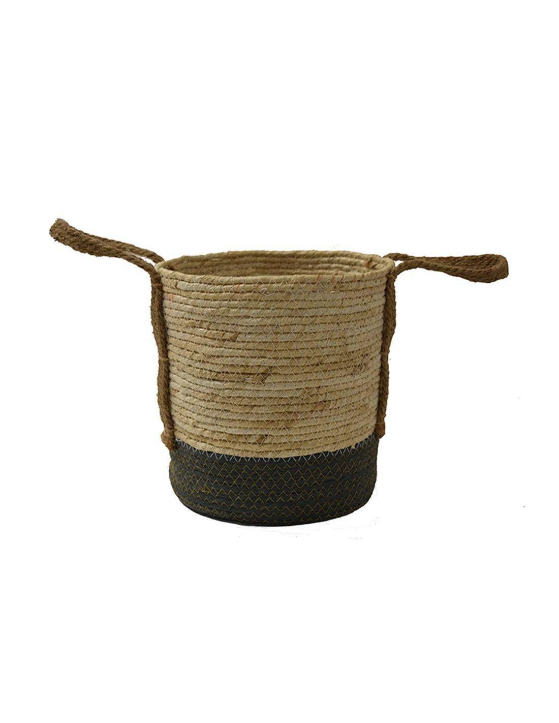 Καλάθι ψάθινο με λαδί βάση Φ24Χ26