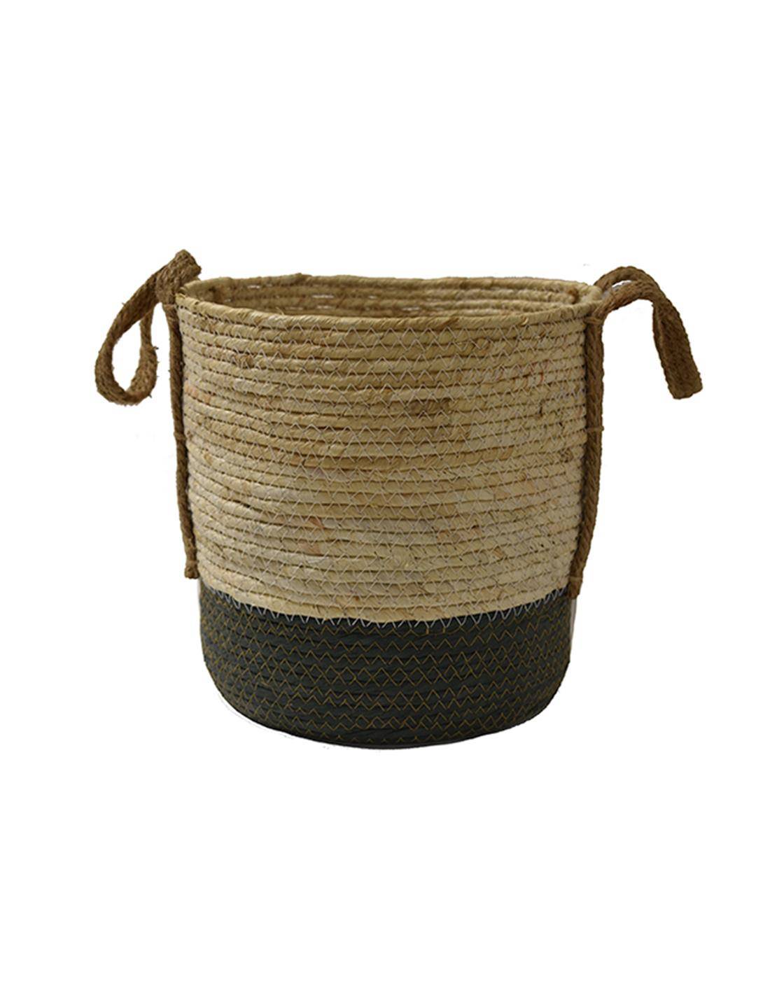 Καλάθι ψάθινο με λαδί βάση Φ28Χ28