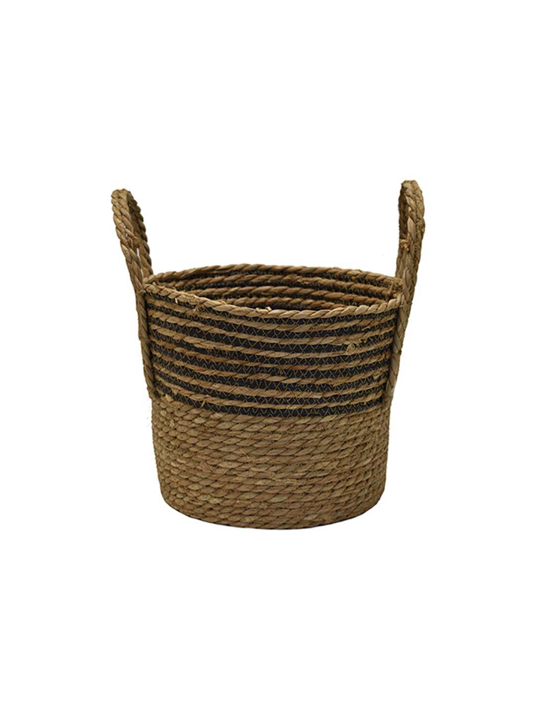 Καλάθι ψάθινο με ρίγα μαύρη 30Χ24